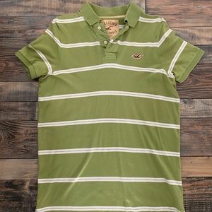 Men’s Hollister Green/White Striped Polo